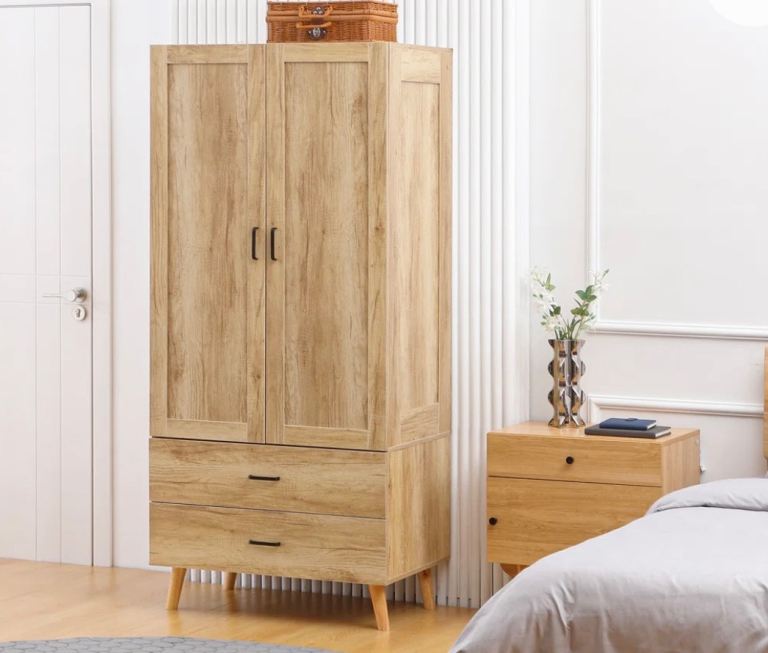 image for 2 Door Wardrobe – Natural Wood Effect 