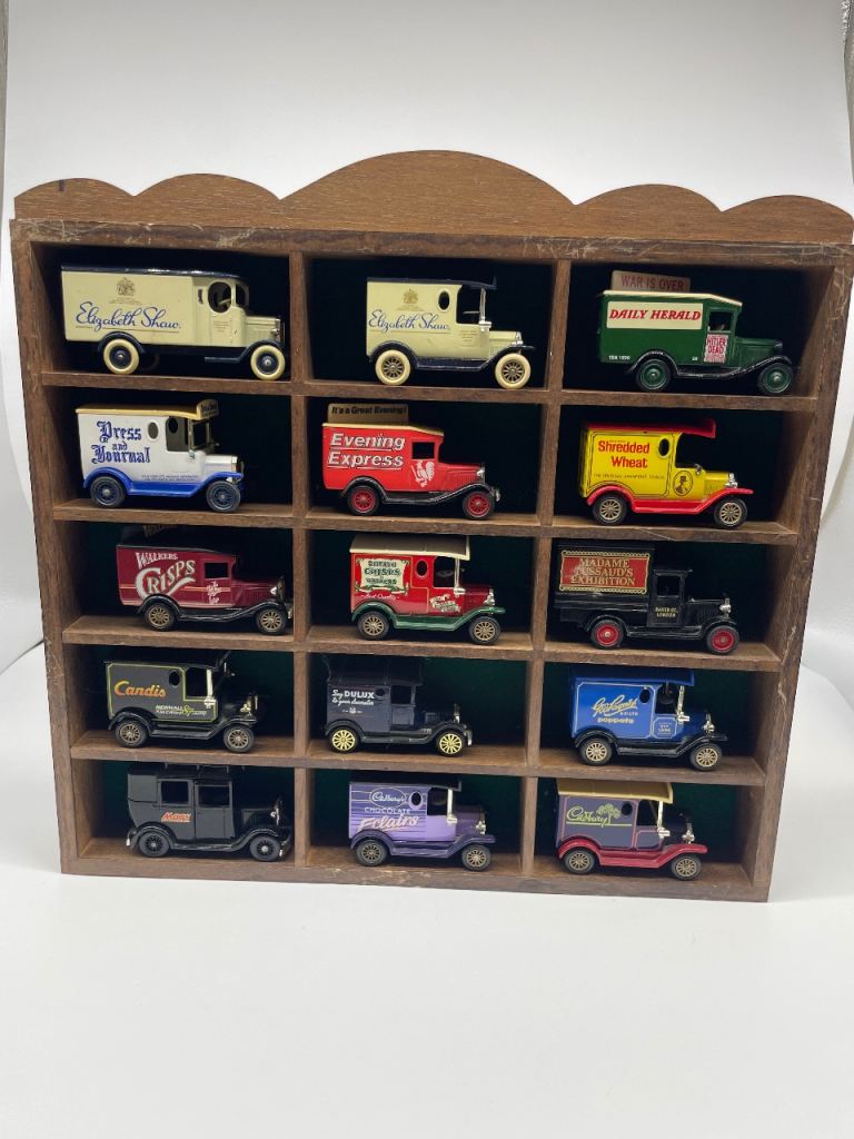 Vintage Matchbox Van Collection with Display Shelf