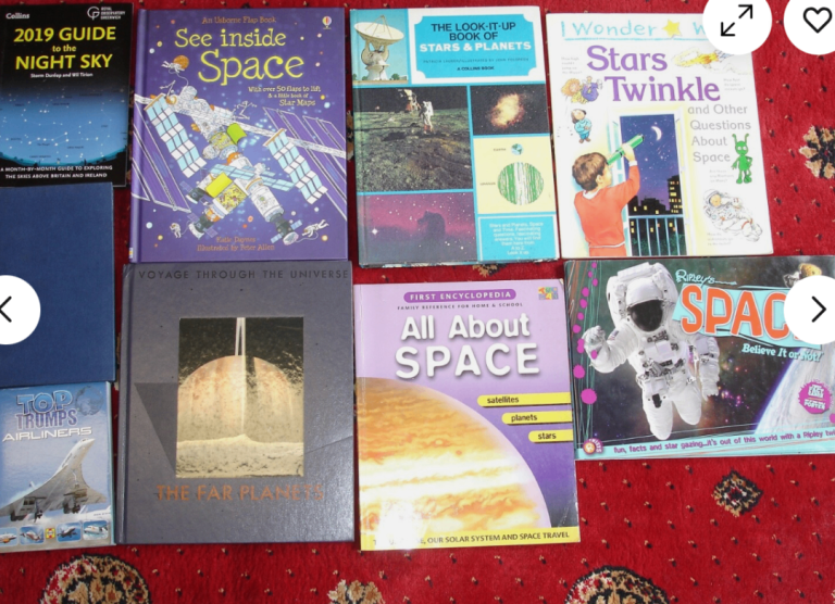 £2 for 9 children's fact books Space Stars Planets Airliners Modern universe Night sky. 