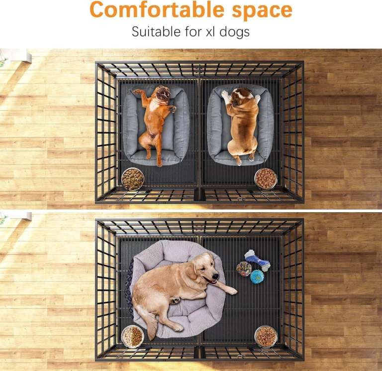 Heavy Duty Dog Crate: 47 Inch Extra Large Pet Cage on Wheels