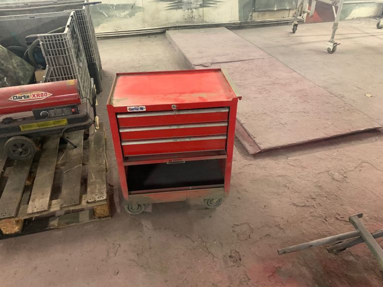 Clarke Red Tool Cabinet with Drawers and Wheels