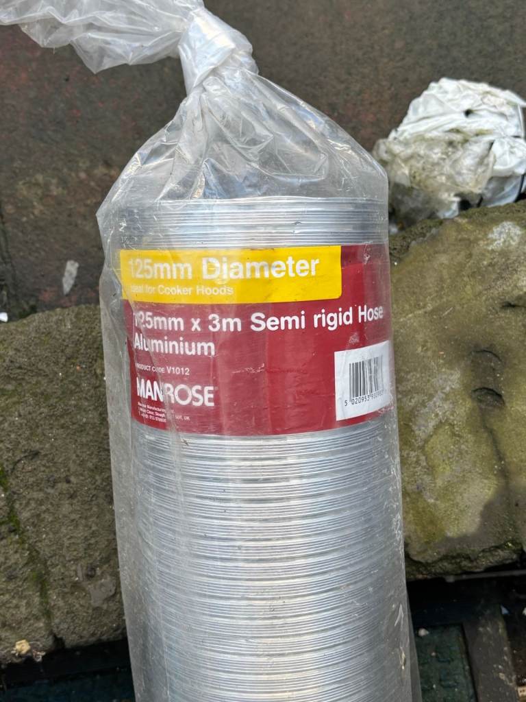 New Manrose 125mm x 3m Aluminium Ducting Hose – Cooker Hood Vent Pipe