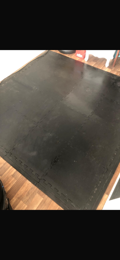 Black Interlocking Gym Floor Mats – Good Condition