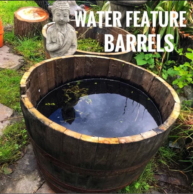 Barrel Planter Fountain Pond Water Feature 28” x 17” tall