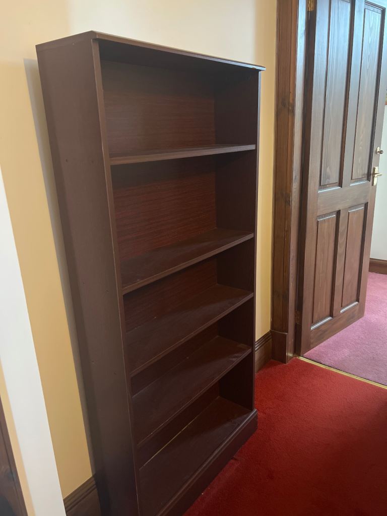 Dark Wood Bookcase with 5 Shelves – Good Condition