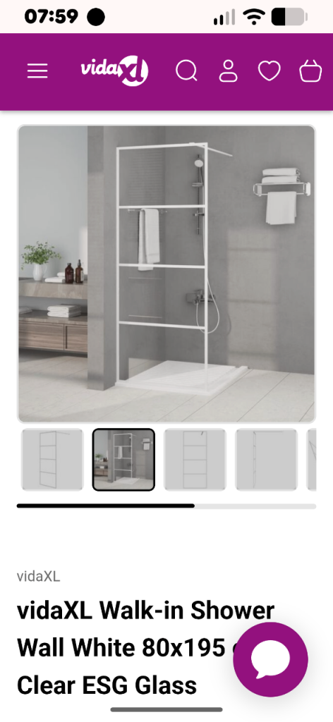 vidaXL Walk-in Shower Wall White 80x195 Clear ESG Glass