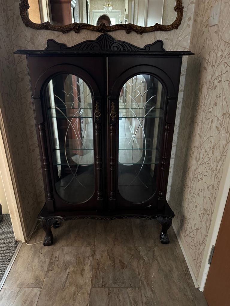 Mahogany cabinet with light 