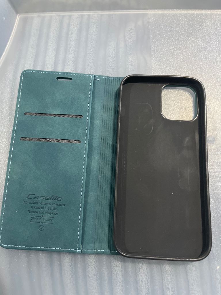 iPhone 12 Promax 6.7” Leather Flip Cover with Card Spots - New - Blue