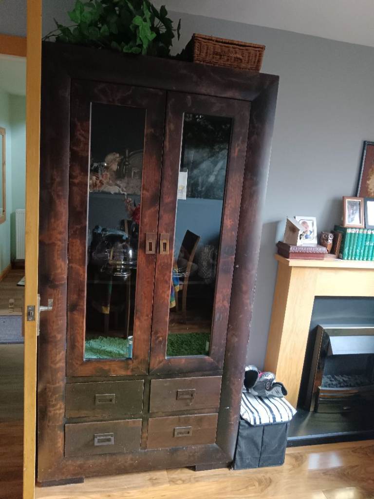 Glass cabinet dark brown 