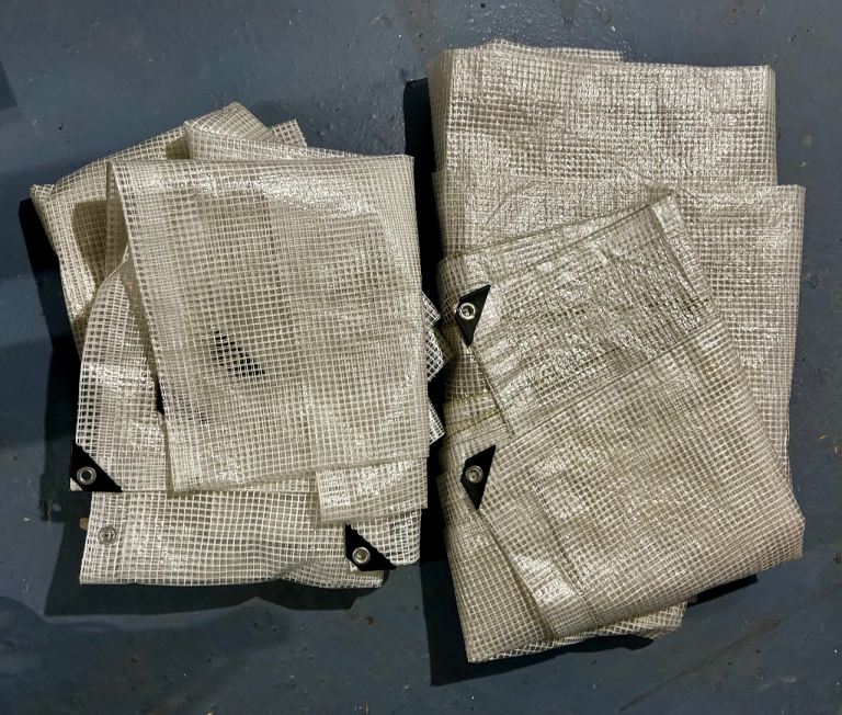 Clear Heavy Duty Reinforced Tarpaulins 3x4m &4x6m - Good Condition, Various Sizes