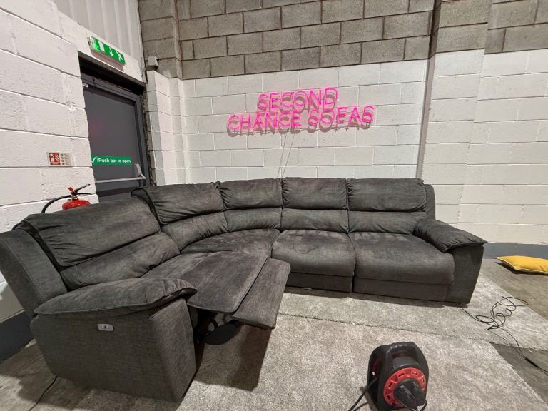 Grey double electric recliner corner sofa (with USB) from oak furniture land DELIVERY AVAILABLE 