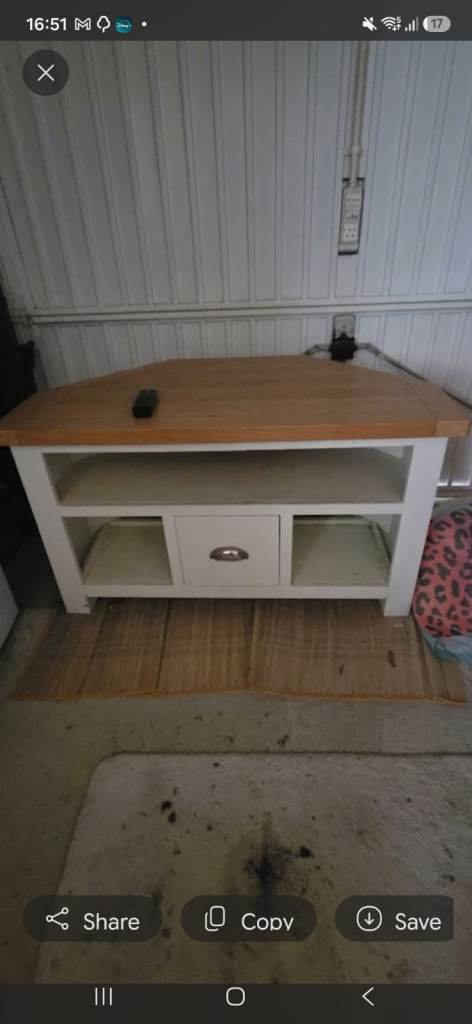 Oak topped tv corner unit 