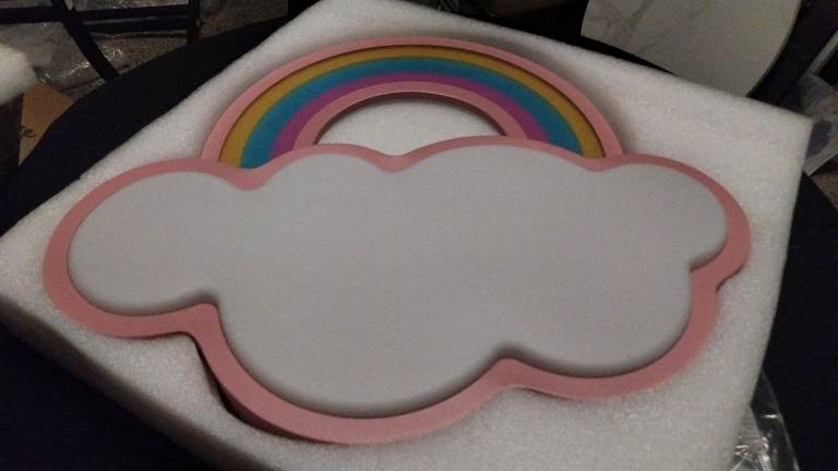 Childs bedroom light cloud and rainbow