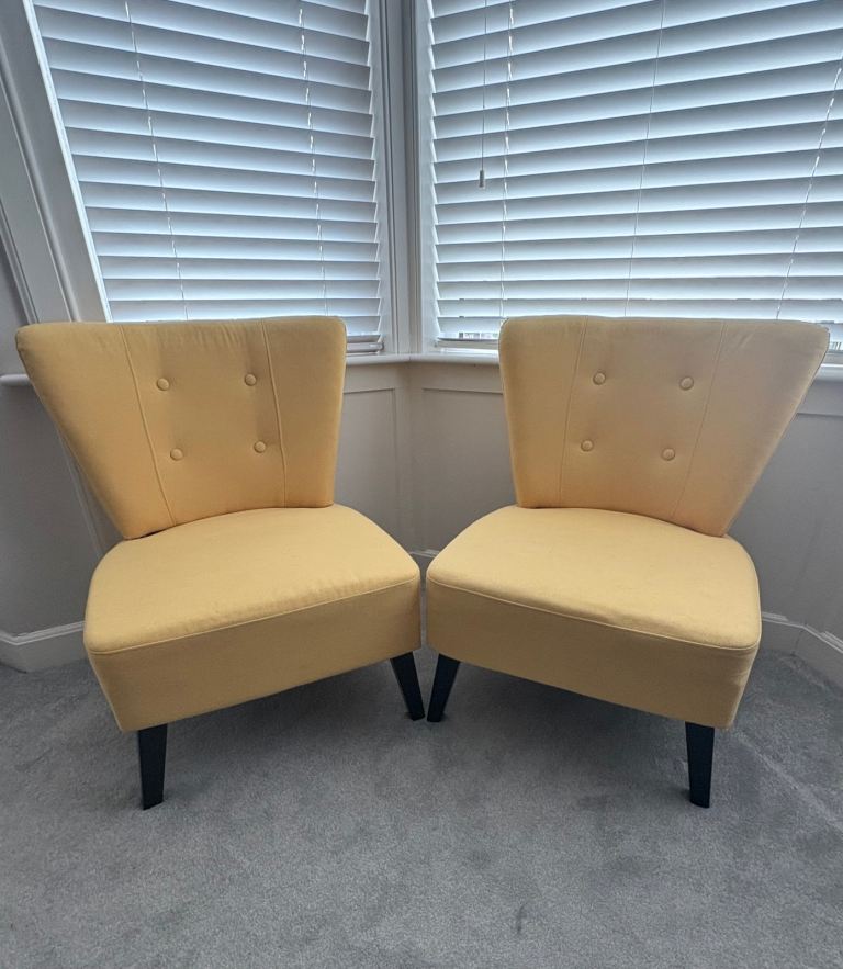 Pair of Mustard yellow Cocktail Chairs – Excellent Condition