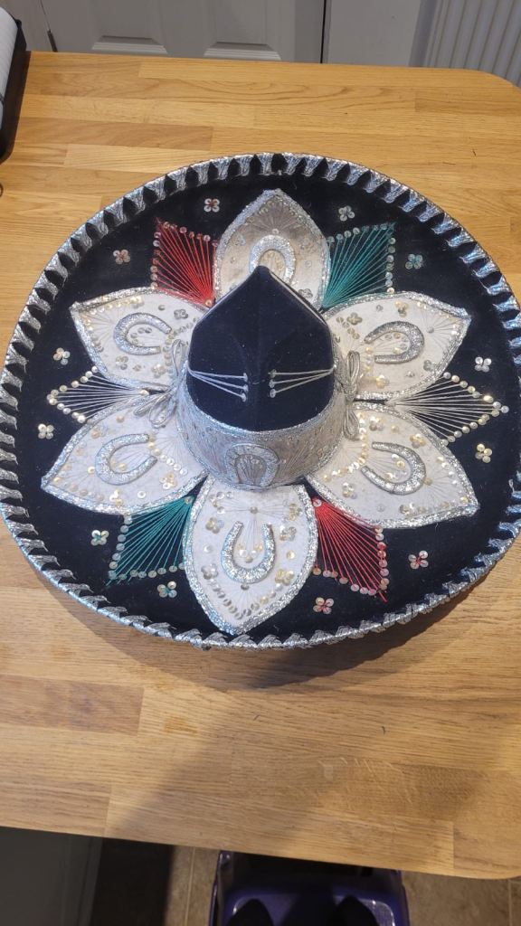 Vintage Mexican Charro Sombrero – Velvet, Embroidered, Made in Mexico (Pigalle)