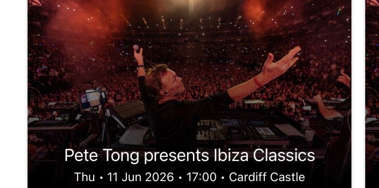 Pete Tong cardiff concert VIP ticket