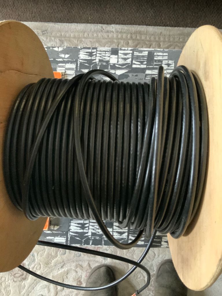 Large Drum of Black coaxial Electrical Cable – Good Condition