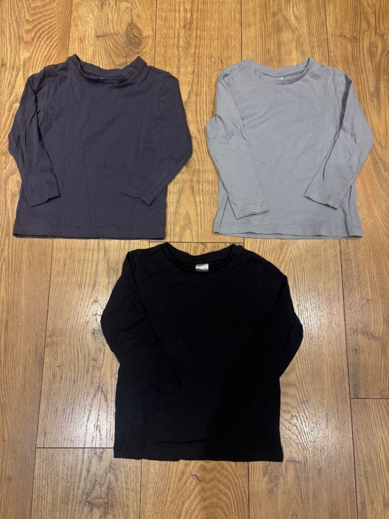 Boys Long Sleeve Tops - Grey, Black, Dark Grey - Used / Very Good Condition 