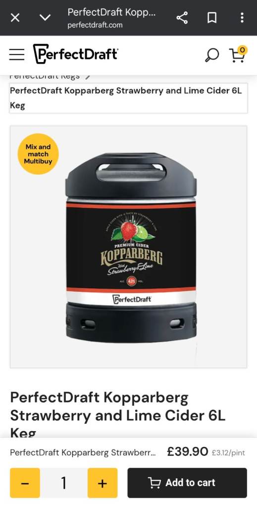 2x perfect draft koppaberg Strawberry & lime kegs