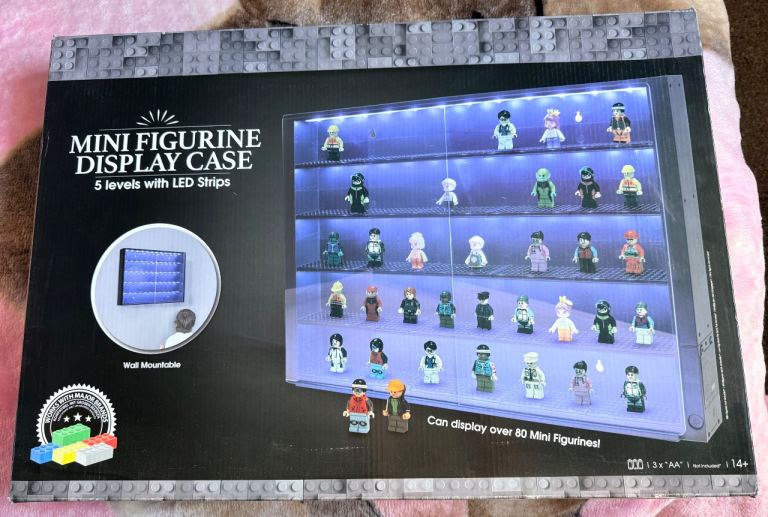 BNIB Build It Lego Block Brick 80 Mini Figure Display Case 5 Level LED Lights NEW