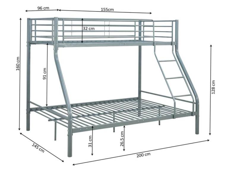 Metal Triple Bunk Bed – Durable Frame with Lower Beds