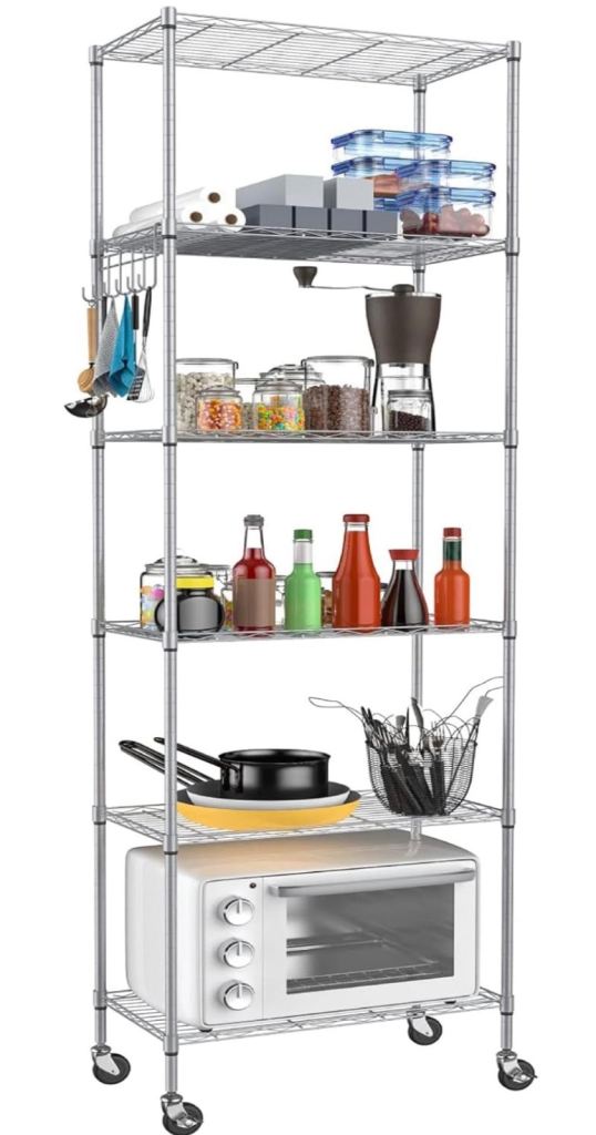 Himimi 6-Tier Wire Shelving Unit with Wheel,Height Adjustable, Heavy Duty  