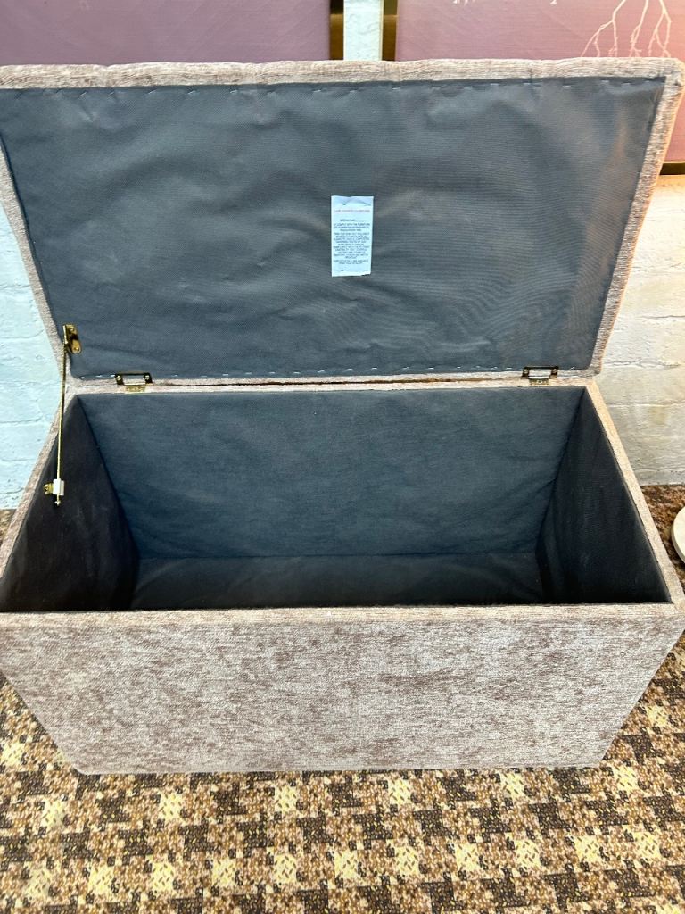 Fabric Storage Chest / Ottoman with Lift-Up Lid – Good Condition