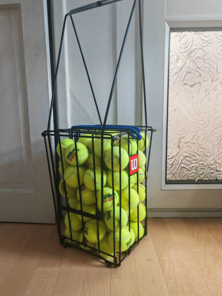 Wilson Tennis Balls with Metal Basket – Great for Practice