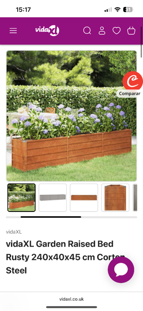 vidaXL Garden Raised Bed Rusty 240x40x45 cm Corten Steel