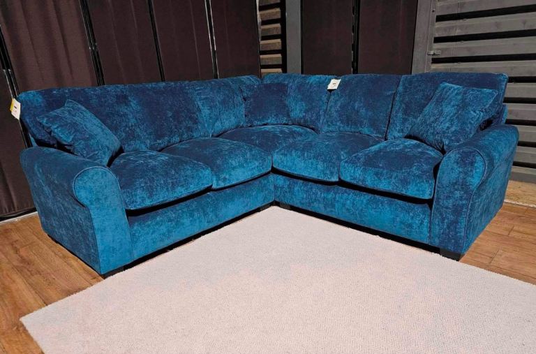 Unused Fabric Corner Sofa - Blue.