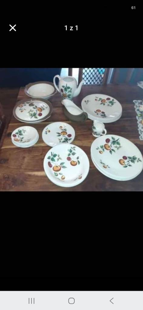 Vintage Dinnerware Set with Fruit Pattern – Good Condition