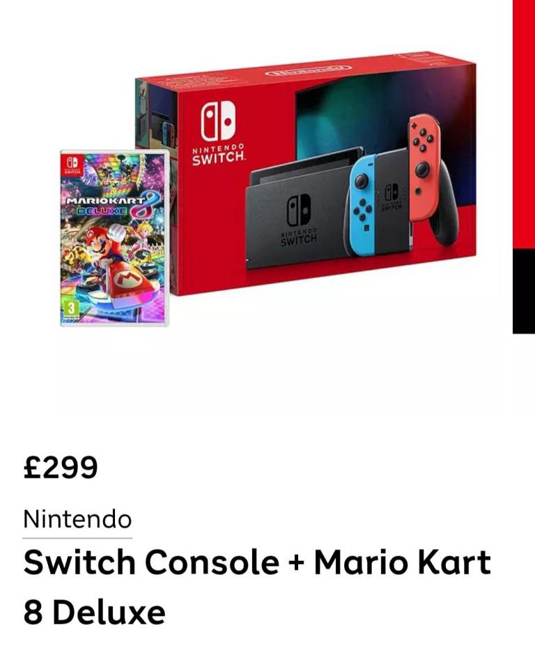 Nintendo Switch Console with Mario Kart 8 Deluxe Game - Brand New