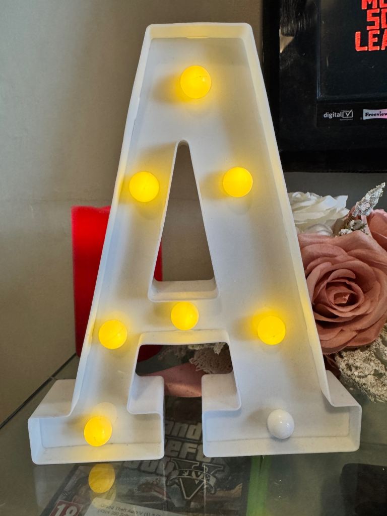 LED Marquee Letter A Light Up Sign – White Warm Lights