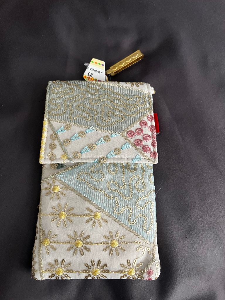 New Mobile Phone Pouch/Clutch with Pearl Strap – Multicoloured