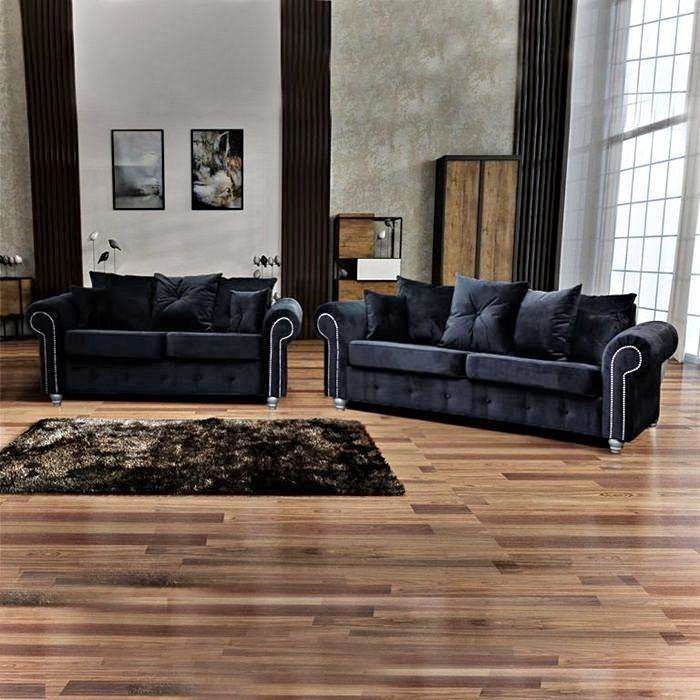 Brand New Black Velvet 3+2 Seater Sofa Set – Stylish & New