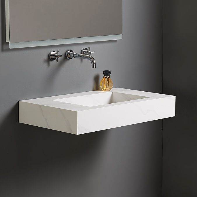 New White Wall-Mounted Bathroom Basin Sink