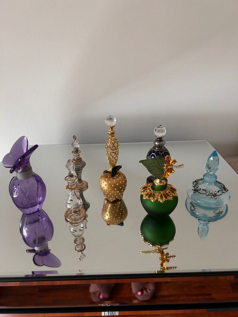8 glass perfume bottles 