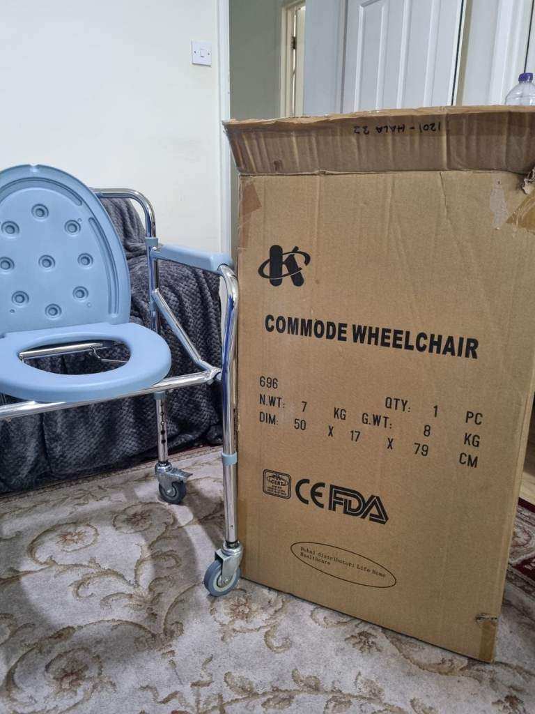 Height Adjustable  & Foldable Commode Chair with Wheels – £50