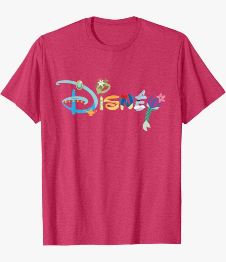 Disney Princess Letters Classic Disney Logo T-Shirt, Size Large