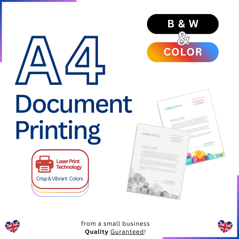 A4 Document Printing Service | B&W | Full colour | Agreement/Contract Printing (FREE UK SHIPPING)