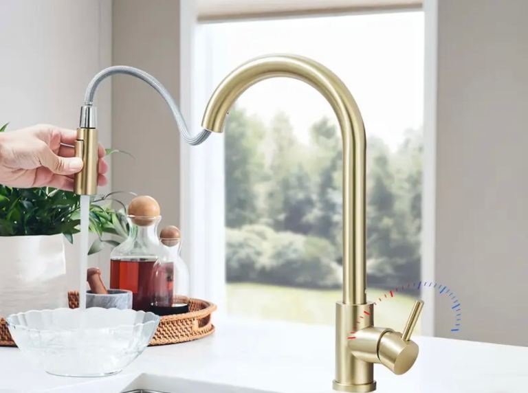 BRAND NEW BOXED Brushed Nickel Golden Kitchen Faucet 