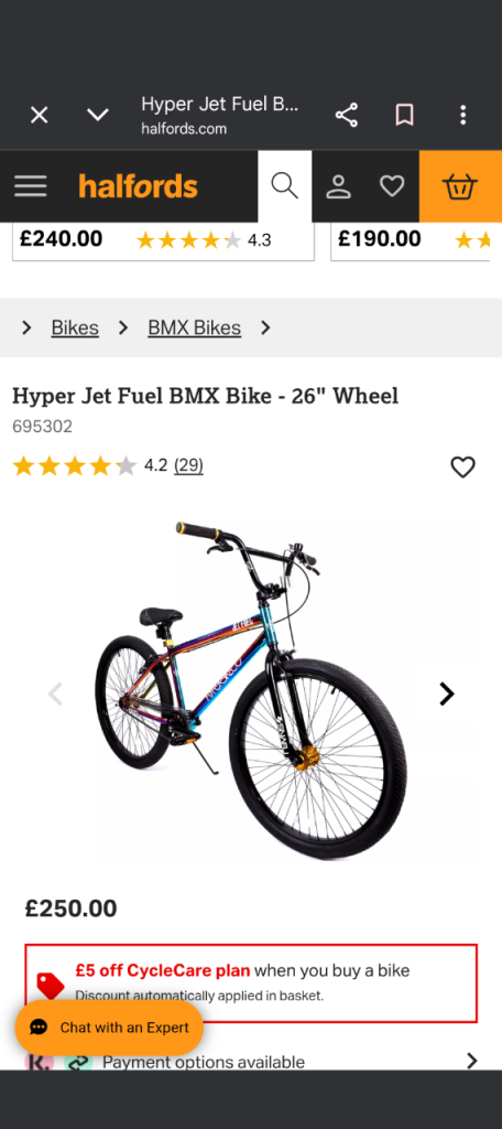 Hyper Jet Fuel BMX Bike - 26" Wheel
