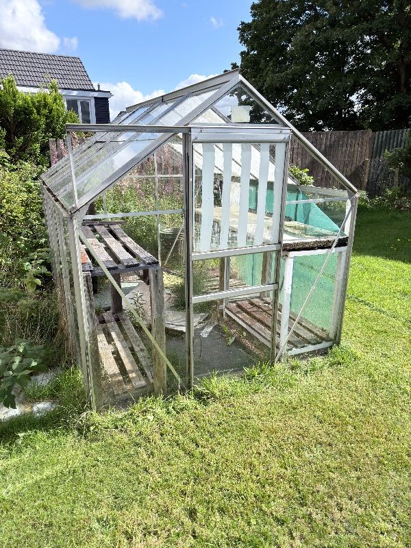 Used Glass Greenhouse for Garden – Fair Condition, Needs Some TLC