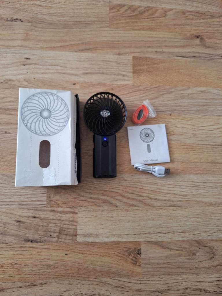 Portable Handheld Mini Fan – USB Rechargeable, Black