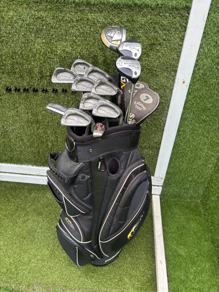 Ping ISI & Zing Irons, GX7 Driver, Callaway Steelhead Plus Woods & PowaKaddy Cart Bag UK delivery ✅