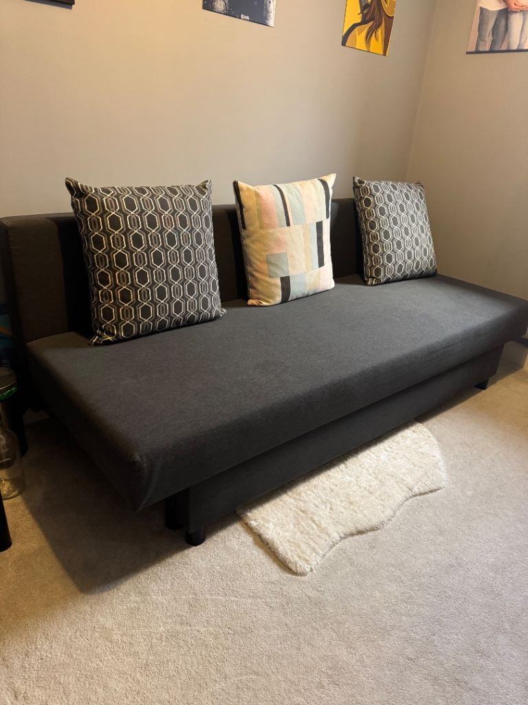 3-seat sofa-bed, Knisa dark grey