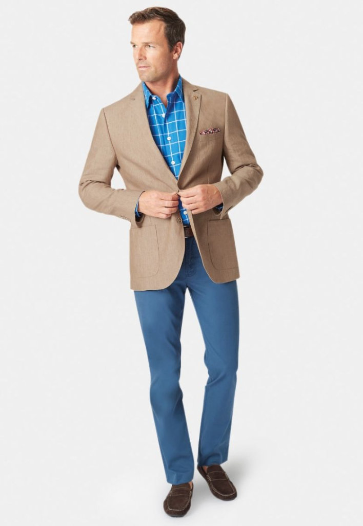 Tailored Fit Leeds Biscuit Linen Jacket size 40R