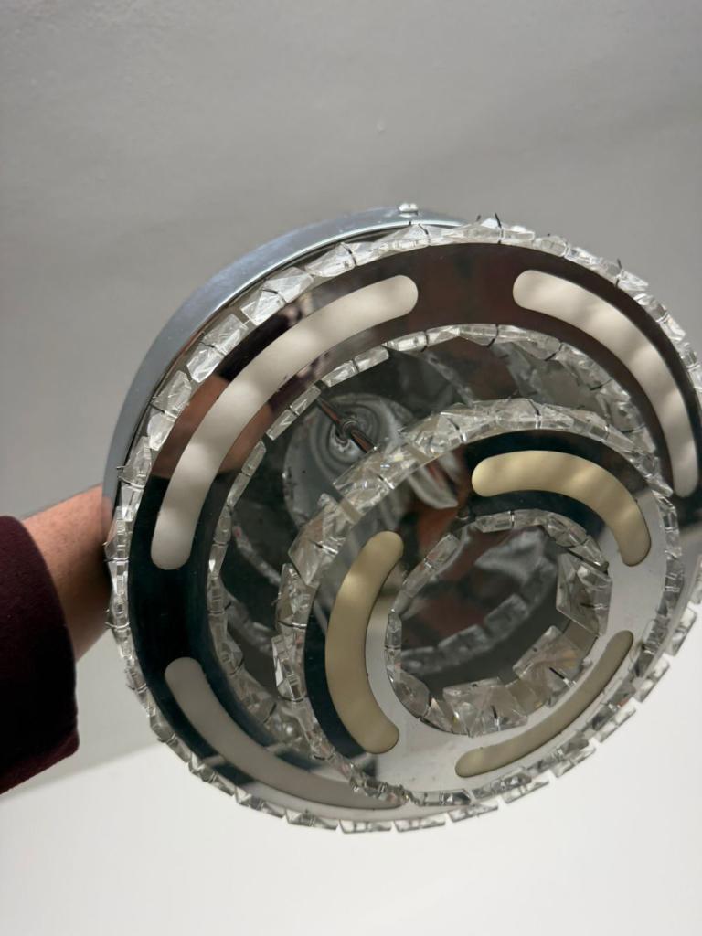 Modern Silver & Crystal LED Ceiling Light – Good Condition RRP £40