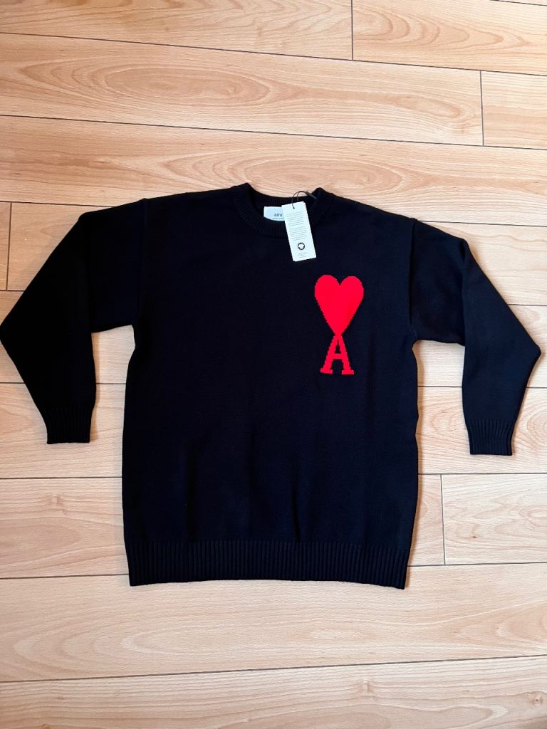 AMI Paris Ami De Cœur Black Crewneck Sweater M