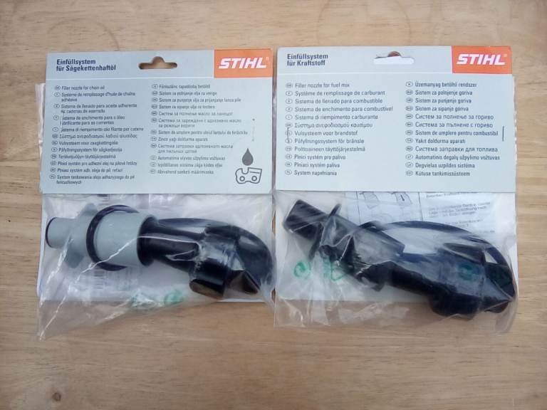 Stihl anti spill fuel and oil nozzles.